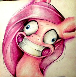 Size: 2448x2488 | Tagged: safe, artist:nolyanimeid, pinkie pie, earth pony, pony, g4, yakity-sax, big grin, derp, faic, female, grin, high res, mare, pinkamena diane pie, smiling, solo, traditional art