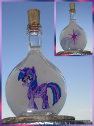 Size: 3040x4054 | Tagged: safe, artist:malte279, twilight sparkle, alicorn, pony, g4, collage, craft, cutie mark, flacon, glass engraving, glass painting, twilight sparkle (alicorn)