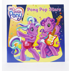 Size: 400x400 | Tagged: safe, artist:lyn fletcher, skywishes, toola-roola, earth pony, pony, g3, official, beta toola roola, book, book cover, clothes, cover, dress, guitar, heart, heart eyes, hoof heart, musical instrument, pony pop stars, ponytail, underhoof, wingding eyes