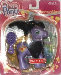Size: 445x544 | Tagged: safe, abra-ca-dabra, pony, g3, box, brush, cape, clothes, hat, irl, photo, solo, toy, witch hat