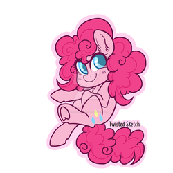 Size: 1024x1024 | Tagged: safe, artist:twisted-sketch, pinkie pie, earth pony, pony, g4, chest fluff, colored pupils, cute, deviantart watermark, diapinkes, ear fluff, female, heart, hoof heart, mare, solo, watermark
