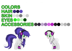 Size: 1320x940 | Tagged: safe, artist:space--paws0w0, oc, oc only, oc:roadwork track, earth pony, pony, armband, coat markings, ear piercing, earring, female, headphones, ipod, jewelry, mare, necklace, piercing, reference sheet, simple background, socks (coat markings), solo, tongue out, transparent background