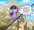 Size: 2083x1786 | Tagged: safe, artist:artiks, twilight sparkle, oc, oc:tvælåt, alicorn, earth pony, pony, g4, atg 2018, braid, dialogue, dragon ball, dragon ball z, duo, helmet, horned helmet, newbie artist training grounds, potara, speech bubble, twilight sparkle (alicorn), viking helmet