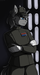 Size: 1000x1900 | Tagged: safe, artist:serodart, oc, oc only, unicorn, anthro, clothes, imperial officer, male, solo, star wars, uniform