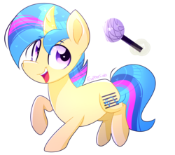 Size: 1221x1080 | Tagged: safe, artist:lynchristina, oc, oc only, oc:livewire, pony, unicorn, curved horn, digital art, glowing horn, heart eyes, horn, magic, male, microphone, open mouth, signature, simple background, solo, stallion, telekinesis, transparent background, wingding eyes