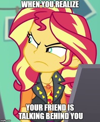 Size: 500x606 | Tagged: safe, edit, sunset shimmer, equestria girls, equestria girls series, g4, clothes, image macro, meme, vest