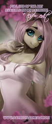 Size: 335x800 | Tagged: safe, artist:aonikaart, fluttershy, anthro, g4, advertisement, clothes, female, misspelling, patreon, patreon preview, solo, text