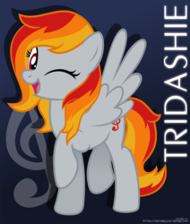 Size: 600x706 | Tagged: safe, artist:jhayarr23, oc, oc only, oc:tridashie, pony, cute, looking at you, one eye closed, simple background, smiling, solo, vector, wink
