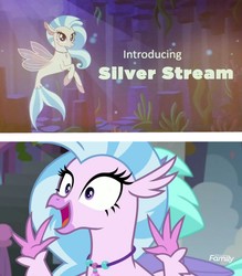 Size: 1194x1364 | Tagged: safe, screencap, silverstream, classical hippogriff, hippogriff, seapony (g4), g4, school daze, beak, claws, crepuscular rays, dorsal fin, female, fin, fin wings, fins, fish tail, floppy ears, flowing mane, flowing tail, milestone, ocean, open mouth, open smile, seapony silverstream, seaquestria, seaweed, smiling, sunlight, swimming, tail, underwater, water, wings