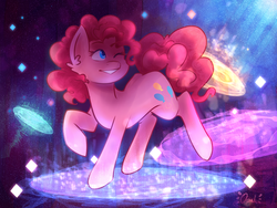 Size: 4000x3000 | Tagged: safe, artist:kot-of-eden, artist:saphirecat11, pinkie pie, earth pony, pony, g4, female, mare, one eye closed, smiling, solo