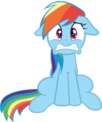 Size: 1049x1249 | Tagged: safe, artist:spellboundcanvas, rainbow dash, pegasus, pony, g4, grannies gone wild, female, floppy ears, scared, simple background, solo, transparent background, vector
