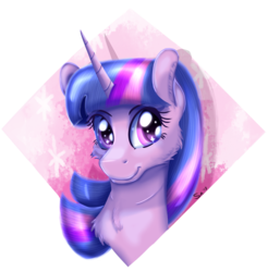 Size: 2583x2627 | Tagged: safe, artist:sintakhra, twilight sparkle, pony, g4, bust, female, fluffy, high res, looking at you, mare, simple background, smiling, solo, transparent background