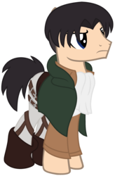 Size: 1580x2404 | Tagged: safe, artist:leanne264, earth pony, pony, attack on titan, clothes, levi ackerman, male, ponified, simple background, solo, stallion, transparent background