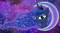 Size: 3840x2160 | Tagged: safe, artist:lifesharbinger, princess luna, alicorn, pony, g4, crown, female, high res, jewelry, mare, moon, regalia, solo, space