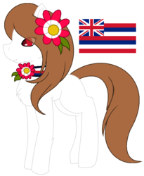 Size: 672x820 | Tagged: dead source, safe, artist:cosmicwitchadopts, earth pony, pony, female, flower, flower in hair, hawaii, mare, nation ponies, ponified, simple background, solo, transparent background