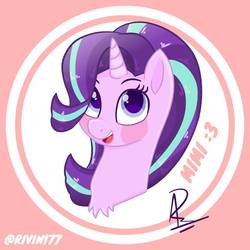 Size: 1080x1080 | Tagged: safe, artist:rivin177, starlight glimmer, pony, unicorn, g4, blushing, bust, chest fluff, cute, female, glimmerbetes, mare, open mouth, portrait, smiling, solo