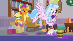 Size: 1280x720 | Tagged: safe, screencap, silverstream, smolder, classical hippogriff, hippogriff, g4, the hearth's warming club, mop