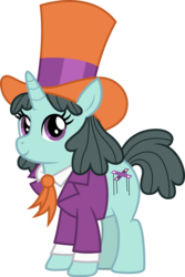 Size: 3000x4495 | Tagged: safe, artist:cloudy glow, claude, pony, unicorn, g4, inspiration manifestation, clothes, female, hat, mare, rule 63, simple background, smiling, solo, top hat, transparent background