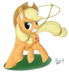 Size: 3600x3750 | Tagged: safe, artist:arcane-thunder, applejack, earth pony, pony, g4, female, high res, lasso, mare, rope, simple background, solo, white background