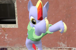Size: 348x228 | Tagged: safe, artist:regularshowandsonic, bow hothoof, pony, g4, 3d, dab, gmod, male, solo, why