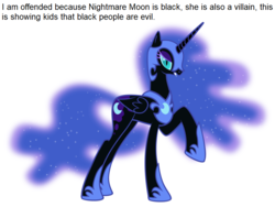 Size: 900x675 | Tagged: safe, artist:mlpequalityforever, artist:puetsua, nightmare moon, offensive ponies, g4, downvote bait, insane troll logic, op is a duck, op is trying to start shit, racism, that's racist