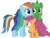 Size: 8450x6400 | Tagged: safe, artist:parclytaxel, rainbow dash, scootaloo, oc, oc:green thunder, alicorn, pegasus, pony, g4, .svg available, absurd resolution, alicorn oc, canon x oc, commission, female, filly, greendash, long mane, male, mare, never doubt blaa6 involvement, nuzzling, simple background, stallion, transparent background, vector