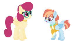 Size: 840x468 | Tagged: safe, artist:bezziie, posey shy, windy whistles, pony, g4, alternate design, clothes, simple background, transparent background