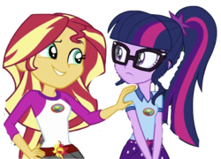 Size: 809x583 | Tagged: dead source, safe, artist:php77, editor:php77, sci-twi, sunset shimmer, twilight sparkle, equestria girls, g4, my little pony equestria girls: legend of everfree, simple background, transparent background