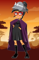 Size: 471x720 | Tagged: safe, artist:spike fancy, a.k. yearling, daring do, human, equestria girls, g4, boots, clothes, dress, dressup, female, game, glasses, hat, lipstick, shoes