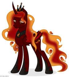 Size: 6864x7645 | Tagged: safe, artist:suramii, oc, oc only, oc:lavora, alicorn, pony, absurd resolution, alicorn oc, art trade, bat wings, female, mane of fire, simple background, solo, transparent background