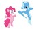 Size: 1275x1068 | Tagged: safe, pinkie pie, trixie, g4, kicking, simple background, this will end in pain, white background