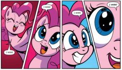 Size: 972x559 | Tagged: safe, artist:pencils, idw, official comic, pinkie pie, earth pony, pony, g4, spoiler:comic, spoiler:comic69, comic, cropped, cute, diapinkes, female, grin, mare, smiling, solo, speech bubble, wish, xk-class end-of-the-world scenario