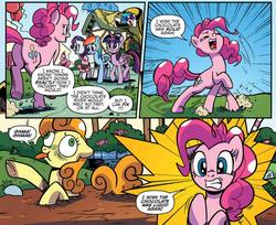 Size: 921x752 | Tagged: safe, artist:pencils, idw, official comic, carrot top, dj pon-3, golden harvest, pinkie pie, rainbow dash, rarity, twilight sparkle, vinyl scratch, alicorn, earth pony, pegasus, pony, unicorn, g4, spoiler:comic, spoiler:comic69, be careful what you wish for, butt, chocolate, comic, cropped, female, food, mare, plot, speech bubble, tongue out, trapped, twilight sparkle (alicorn), wish