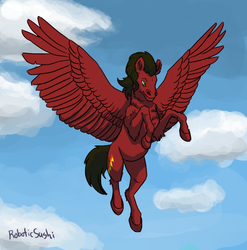 Size: 857x866 | Tagged: artist needed, safe, oc, oc only, oc:cloud rider, pegasus, pony, flying, realistic, smiling