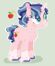 Size: 328x391 | Tagged: safe, artist:versionsofme, oc, oc only, oc:malu apples, pony, unicorn, base used, cheek fluff, chest fluff, coat markings, colored hooves, female, green background, leg fluff, magical gay spawn, mare, offspring, outline, parent:big macintosh, parent:shining armor, parents:shiningmac, simple background, socks (coat markings), solo