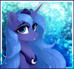 Size: 3250x3050 | Tagged: dead source, safe, artist:vird-gi, princess luna, alicorn, pony, g4, chest fluff, ethereal mane, female, high res, signature, solo, starry mane