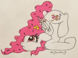 Size: 1024x766 | Tagged: safe, artist:sydneypaullet, oc, oc only, oc:sugar sweet, pony, female, filly, parent:princess celestia, solo, traditional art