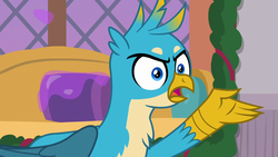 Size: 1280x720 | Tagged: safe, screencap, gallus, griffon, g4, the hearth's warming club, angry, male, solo