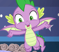 Size: 809x720 | Tagged: safe, screencap, spike, dragon, a matter of principals, g4, claws, cropped, flying, male, tail, winged spike, wings