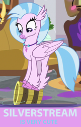 Size: 490x759 | Tagged: safe, edit, edited screencap, screencap, silverstream, classical hippogriff, hippogriff, g4, the hearth's warming club, bucket, captain obvious, cute, diastreamies, female, silverstream's bucket, solo focus, text, truth, wings