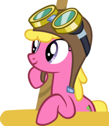 Size: 4116x4733 | Tagged: safe, artist:ironm17, cherry berry, pony, g4, grannies gone wild, absurd resolution, aviator hat, female, goggles, hat, pilot, simple background, smiling, solo, transparent background, vector
