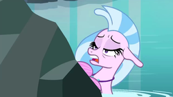 Size: 1280x720 | Tagged: safe, screencap, silverstream, pony, seapony (g4), g4, what lies beneath, faic, female, great moments in animation, mare, mid-blink screencap, scared, seapony silverstream, solo