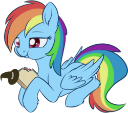 Size: 856x761 | Tagged: safe, artist:dusthiel, rainbow dash, pony, g4, atg 2018, eating, female, food, hat, mare, newbie artist training grounds, ponies eating meat, pun, sandwich, simple background, solo, transparent background, witch hat