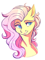 Size: 651x862 | Tagged: safe, artist:1an1, fluttershy, pony, g4, bust, female, mare, simple background, solo, white background