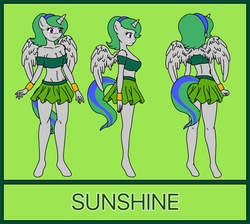 Size: 1200x1076 | Tagged: safe, artist:linedraweer, oc, oc only, oc:sunshine, alicorn, anthro, alicorn oc, anthro oc, commission, female, freckles, reference sheet, solo