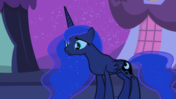 Size: 1280x720 | Tagged: safe, artist:90sigma, edit, edited screencap, editor:slayerbvc, screencap, vector edit, princess luna, alicorn, pony, g4, luna eclipsed, season 2, accessory-less edit, female, mare, missing accessory, night, ponyville, solo, vector