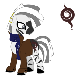 Size: 1000x1000 | Tagged: safe, artist:lavaroses, oc, oc only, oc:savanah (ice1517), pony, zebra, clothes, coat, ear piercing, earring, female, hunter, jewelry, mare, piercing, scarf, simple background, solo, torn clothes, transparent background