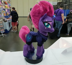 Size: 3224x2888 | Tagged: safe, artist:epicrainbowcrafts, tempest shadow, human, pony, bronycon, g4, broken horn, eye scar, high res, hoof shoes, horn, irl, irl human, photo, plushie, scar, solo