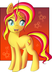 Size: 1151x1603 | Tagged: safe, artist:brok-enwings, sunset shimmer, pony, unicorn, g4, cute, female, mare, open mouth, shimmerbetes, simple background, solo, transparent background