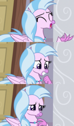 Size: 500x849 | Tagged: safe, screencap, silverstream, hippogriff, g4, the hearth's warming club, cute, diastreamies, emotional spectrum, female, happy, reaction image, sad, solo